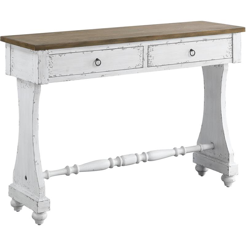 Bowery Hill Transitional Console Table in Antique White Finish