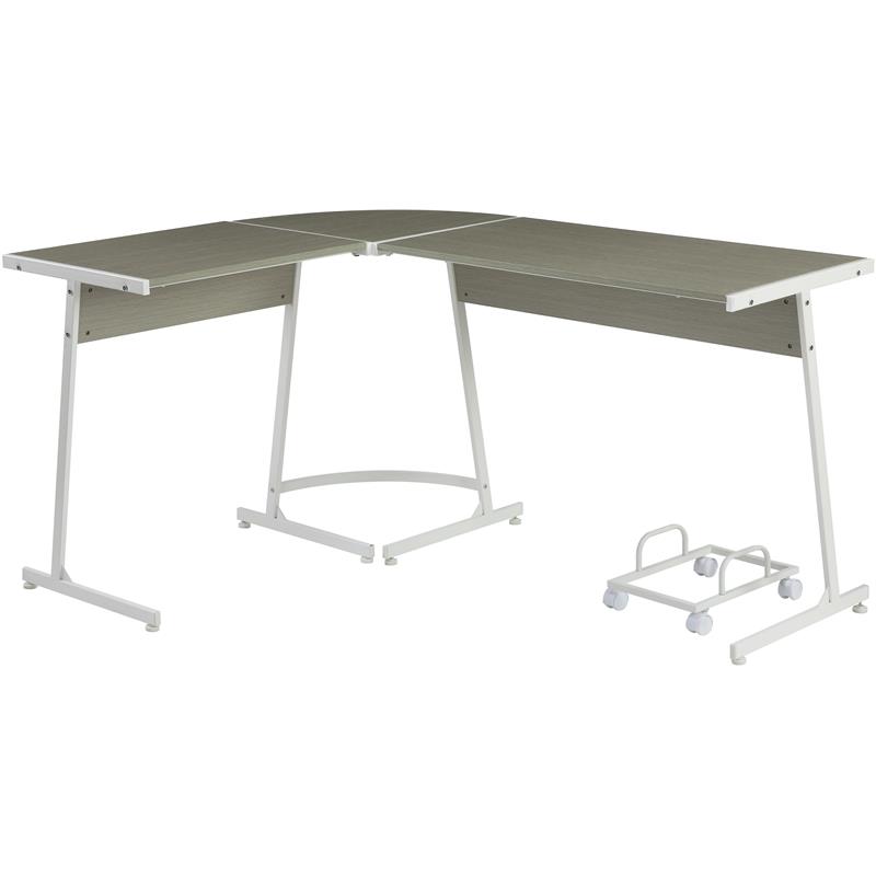 Bowery Hill Contemporary Computer Desk in Gray and White Finish
