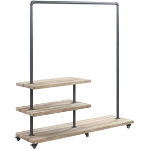 Bowery Hill Contemporary Hanger Rack in Oak & Sandy Gray Finish