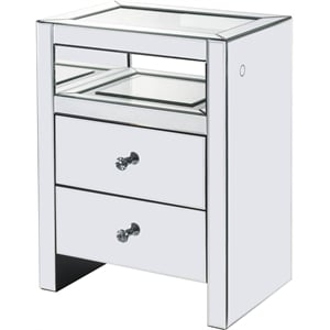 Bowery Hill Contemporary NIghtstand with LED Lights in Mirrored