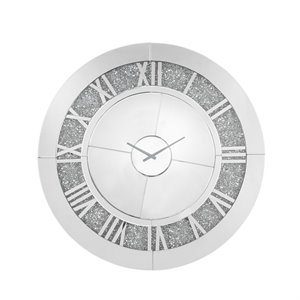 Bowery Hill Contemporary Wall Clock in Mirrored & Faux Diamonds