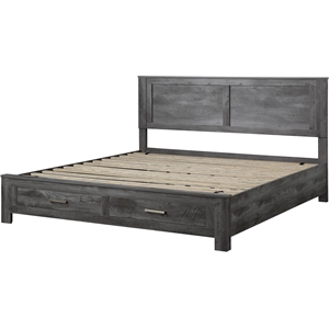 Bowery Hill Farmhouse Queen Bed with Storage in Rustic Gray Oak