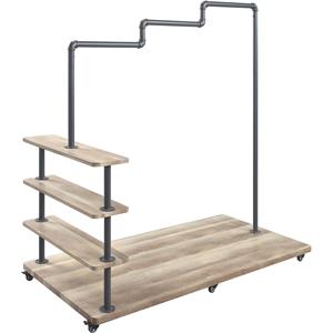 Bowery Hill Contemporary Hanger Rack in Oak & Sandy Gray Finish