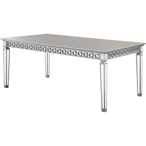 Bowery Hill Rustic Dining Table in Mirrored and Antique Platinum