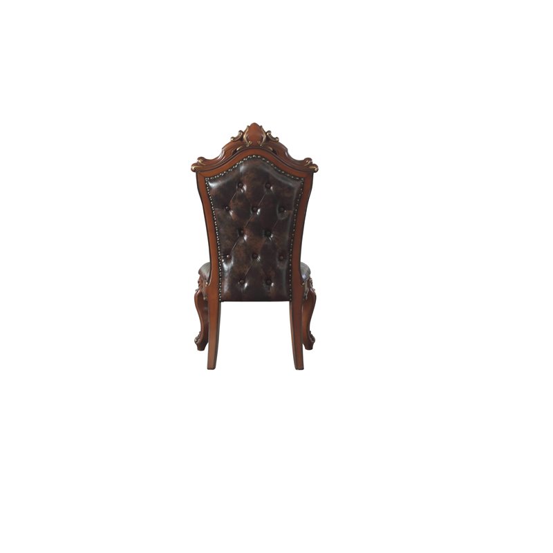 Bowery Hill Traditional Side Chair Set of 2 in Cherry Oak and PU