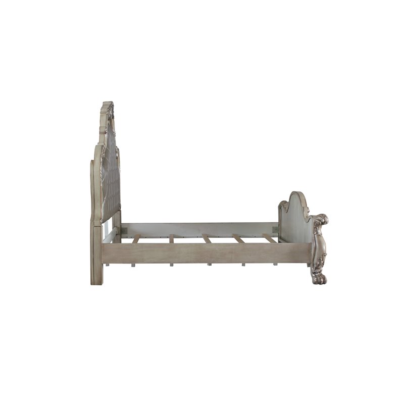 Bowery Hill Traditional Eastern King Bed in Vintage Bone White & PU