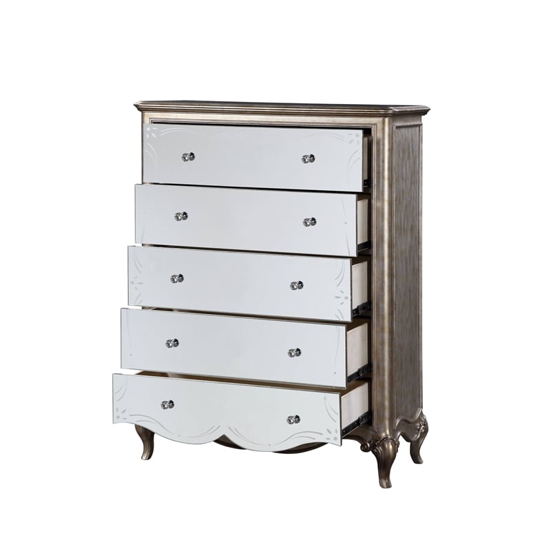 Bowery Hill Traditional Chest in Antique Champagne Silver Finish