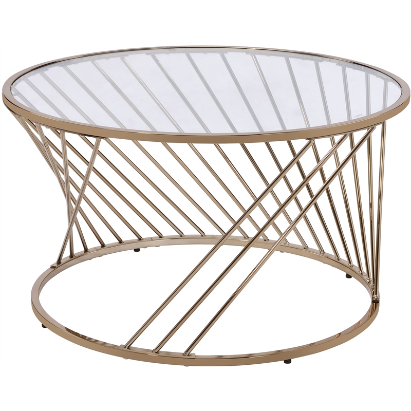 Bowery Hill Contemporary Coffee Table in Gold and Champagne Finish
