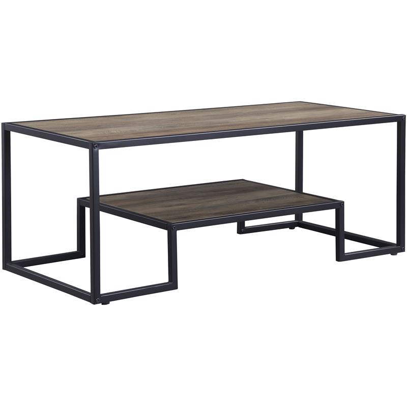 Bowery Hill Contemporary Coffee Table in Rustic Oak & Black Finish