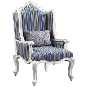 Bowery Hill Transitional Chair with pillow in Fabric and White Finish