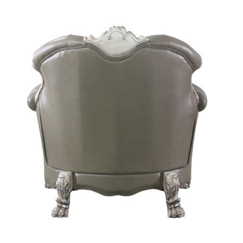 Bowery Hill Traditional Chair with Pillow in Vintage Bone White and PU