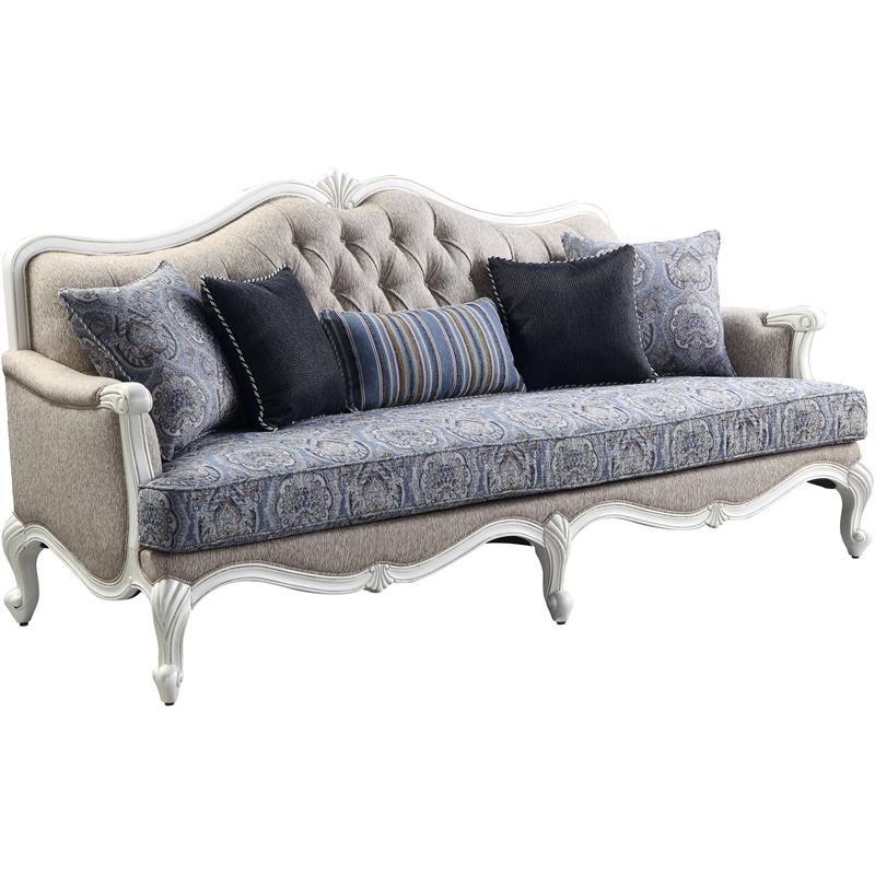 Bowery Hill Fabric White Sofa Arched 88