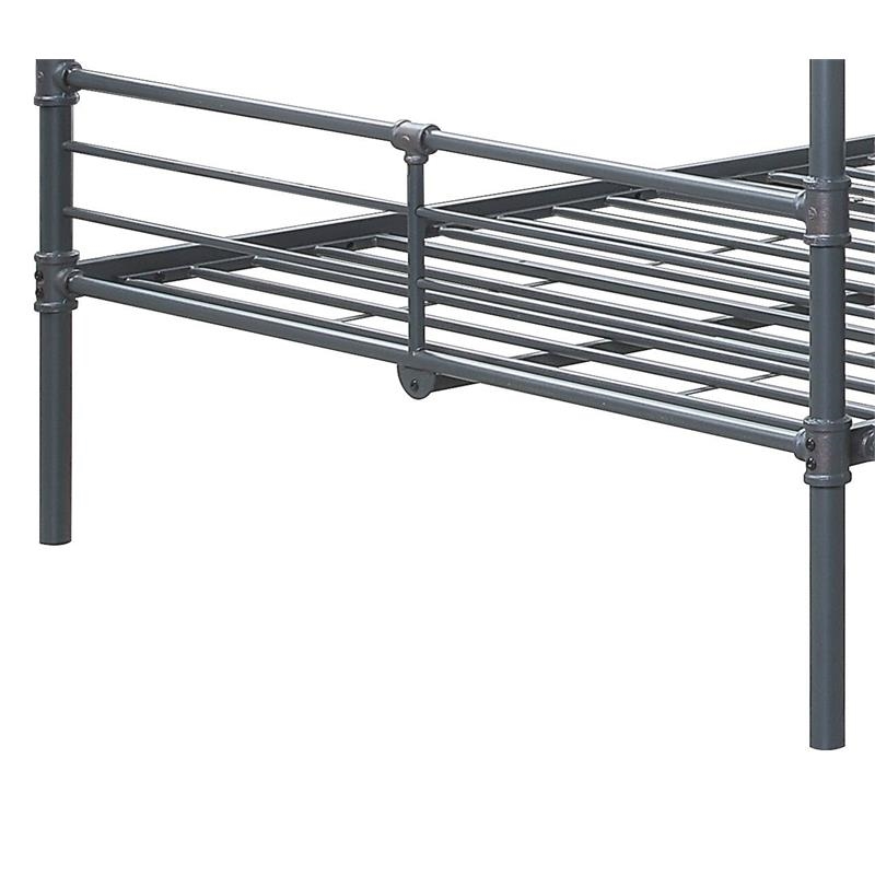 Bowery Hill Contemporary Metal Twin Full L Shape Bunk Bed in Bronze/Sandy Black