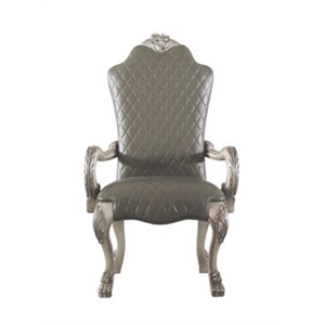 Bowery Hill Traditional Arm Chair in Vintage Bone White and PU (Set of 2)