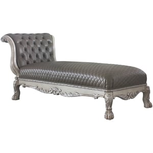 Bowery Hill Traditional Chaise with 1 Pillow in Vintage Bone White and PU
