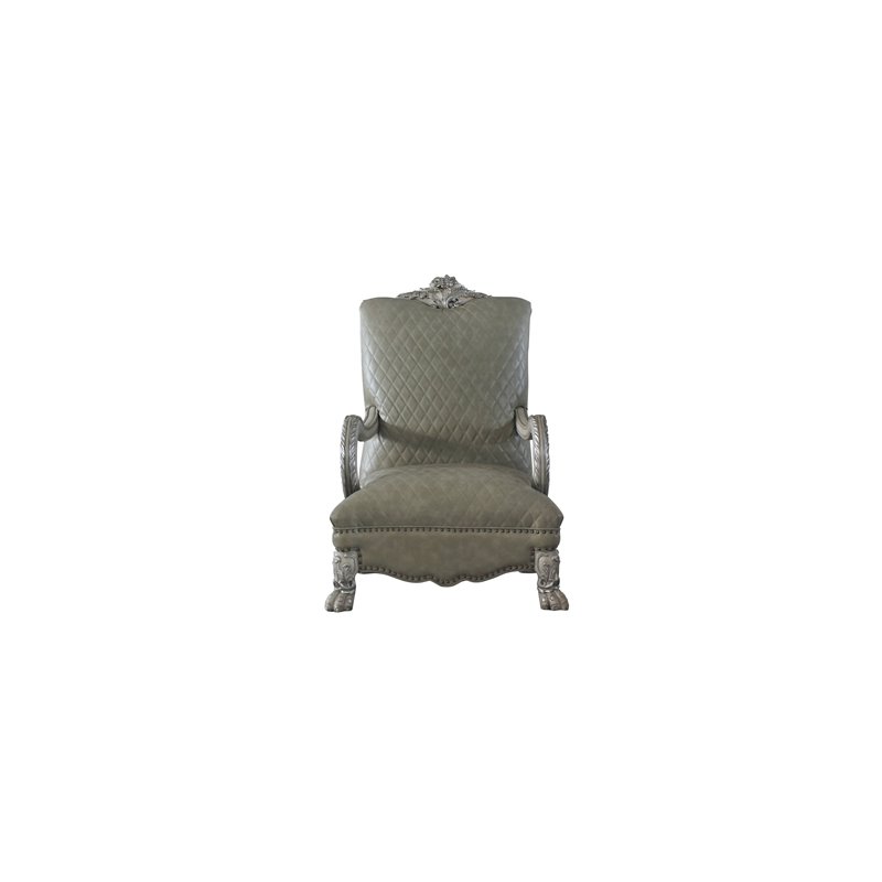 Bowery Hill Traditional Accent Chair in Vintage Bone White and Faux Leather