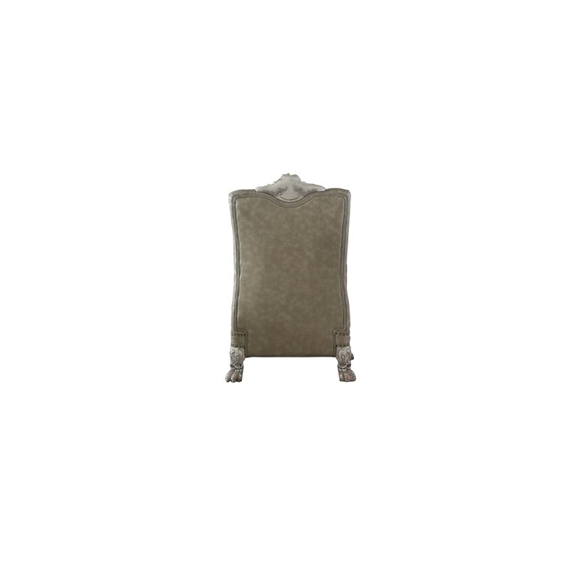 Bowery Hill Traditional Accent Chair in Vintage Bone White and Faux Leather