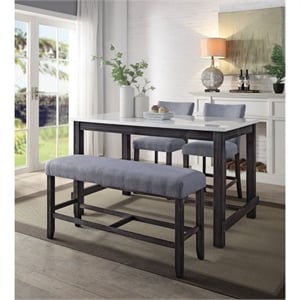 Bowery Hill Transitional Counter Height Chair in Fabric & Weathered Espresso