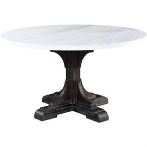 Bowery Hill Marble White Dining Table Round 54&quot Unassembled
