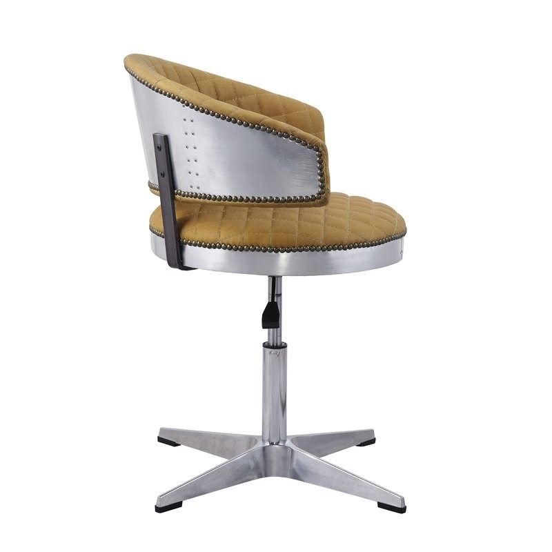 Bowery Hill Modern Adjustable Chair with Swivel in Turmeric Top Grain Leather