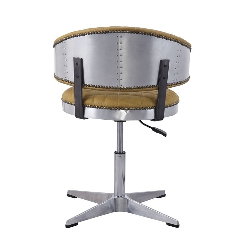 Bowery Hill Modern Adjustable Chair with Swivel in Turmeric Top Grain Leather