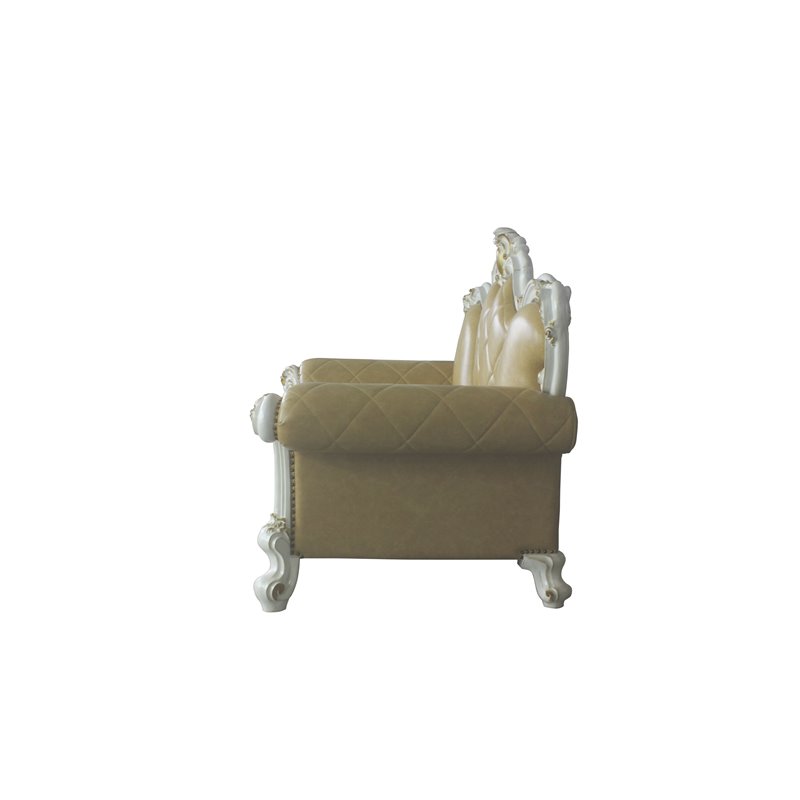 Bowery Hill Traditional Loveseat with Pillows in Antique Pearl and Butterscotch