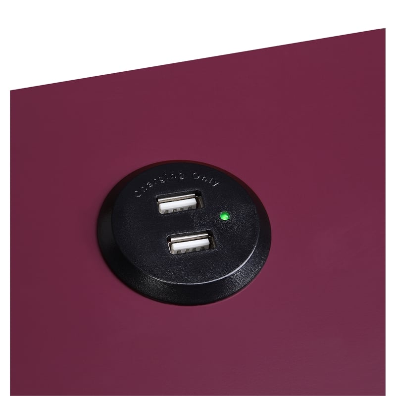 Bowery Hill Contemporary Side Table with USB Charging Dock in Burgundy and Black