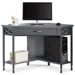 Bowery Hill Corner Computer/Writing Desk in Matte Black Metal Base