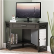 Bowery Hill Sturdy Wood Corner Computer/Writing Desk in Smoke Gray Oak