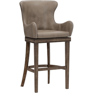 Bowery Hill 41&quotH Contemporary Faux Leather Swivel Counter Stool in Rustic Gray