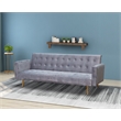 Bowery Hill Modern Velvet Convertible Sofa in Light Gray