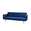 Bowery Hill Velvet Blue Convertible Sofa Rectangular Multi-Position 76