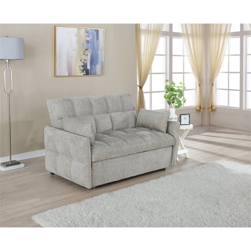 Bowery Hill Modern Tufted Sleeper Sofa Bed in Beige