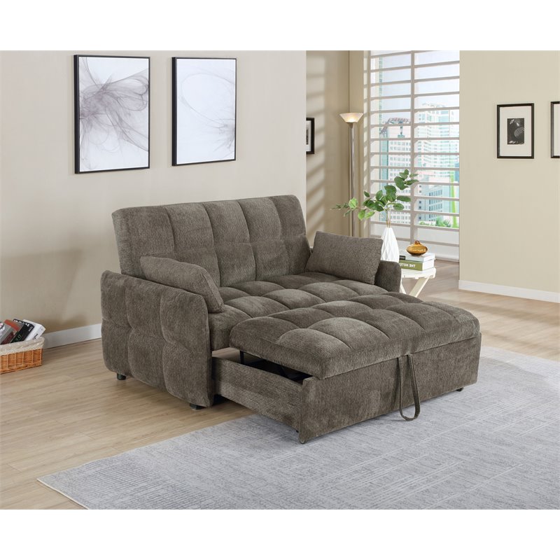 Bowery Hill Modern Tufted Sleeper Sofa Bed in Brown