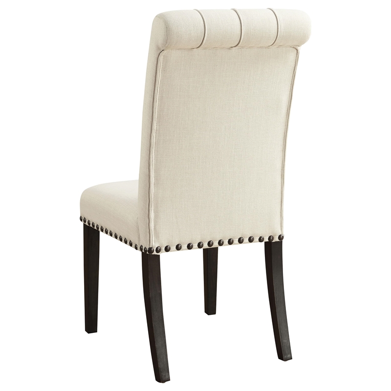 Bowery Hill Upholstered Side Chair in Beige and Smokey Black