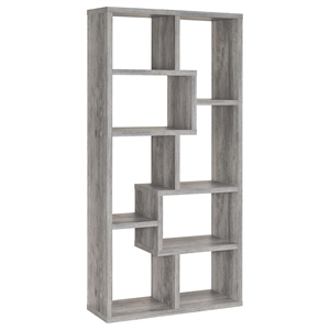 Bowery Hill Traditional Tall Spacious Wooden Bookcase in Gray Driftwood