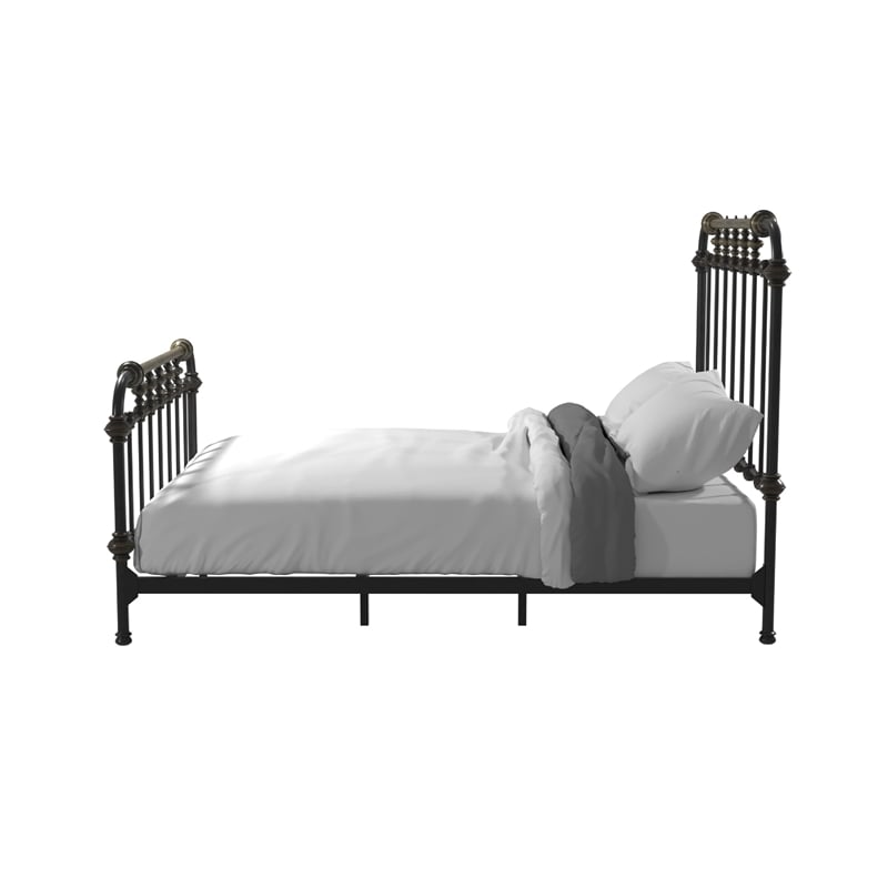 Bowery Hill Metal Antique Black Full Spindle Bed Rectangular Easy Assembly 54.75
