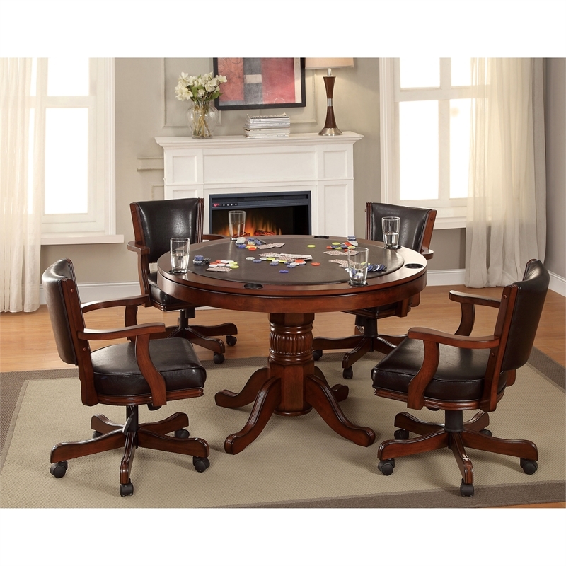 Bowery Hill Traditional Wood/Faux Leather Adjustable Gaming Chair in Cherry