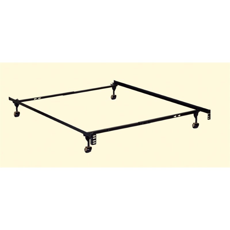 Bowery Hill High Carbon Rail Steel Black Twin/Full Bed Frame Adjustable 64
