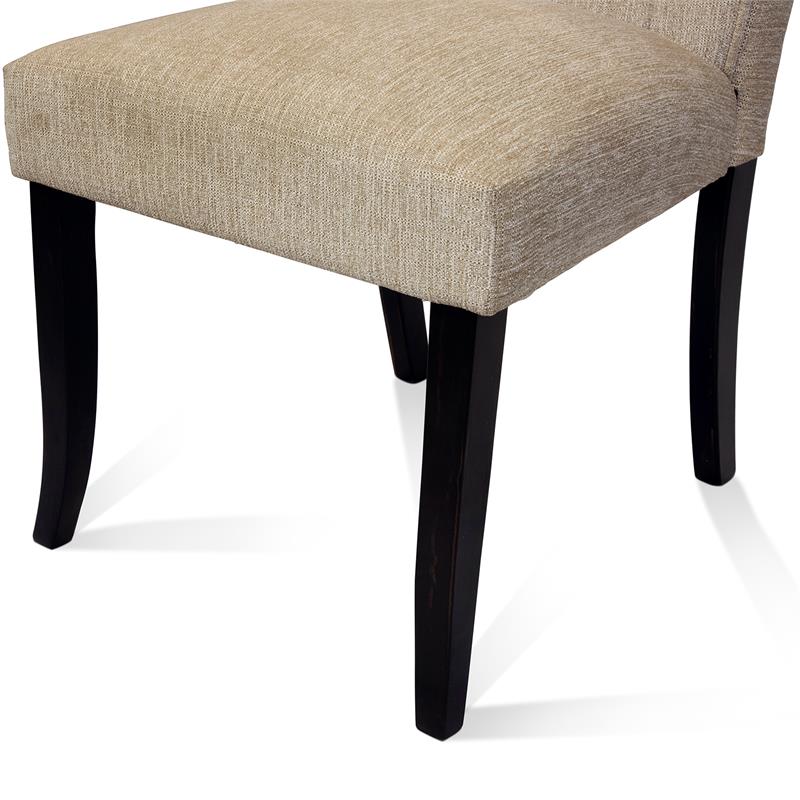 Bowery Hill Transitional Fabric Tufted Side Chair in Ivory (Set of 2)