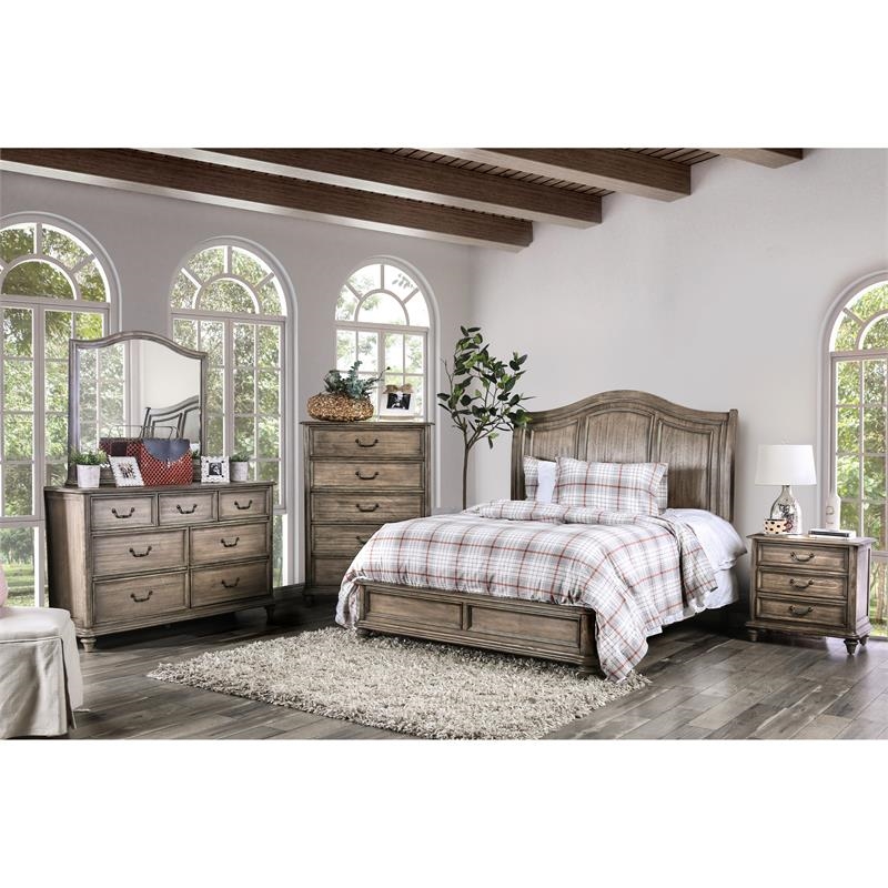 Bowery Hill 5 Drawers Farmhouse Solid Wood Chest in Rustic Natural