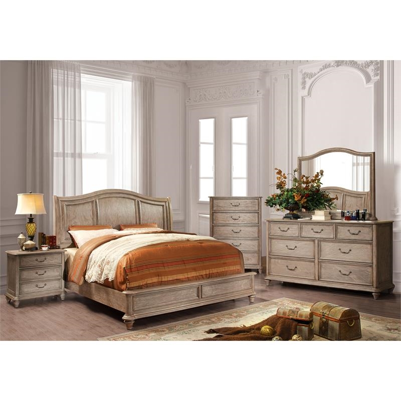 Bowery Hill 5 Drawers Farmhouse Solid Wood Chest in Rustic Natural