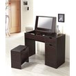 Bowery Hill Wood Walnut Vanity Set Rectangular Lift-Up Storage 27.88