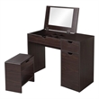 Bowery Hill Wood Walnut Vanity Set Rectangular Lift-Up Storage 27.88