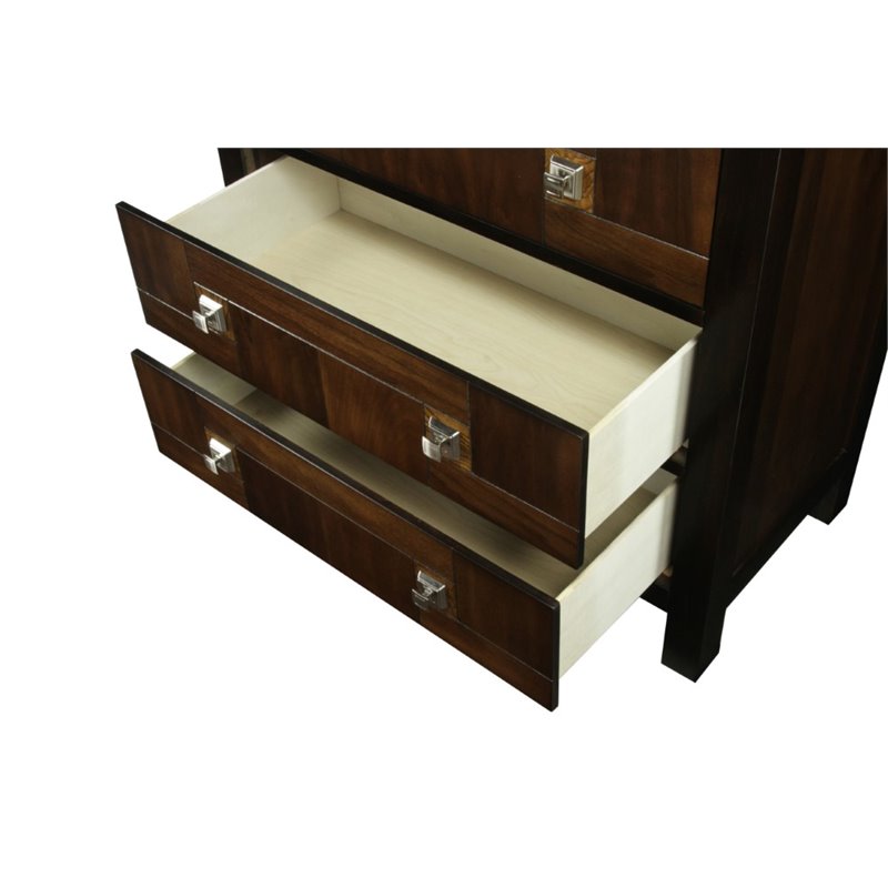 Bowery Hill 5 Drawers Transitional Wood Chest in Acacia/Walnut