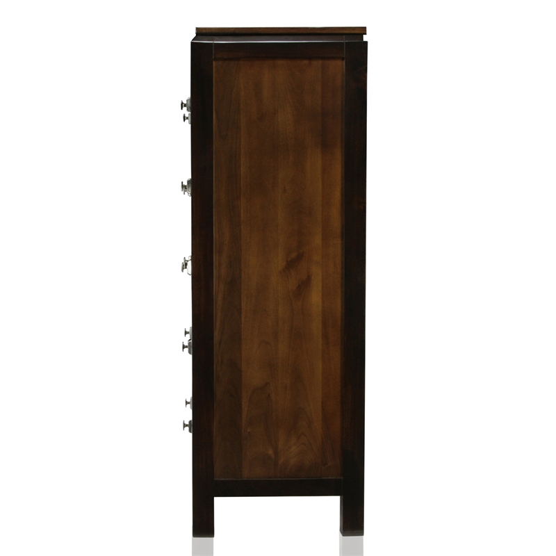 Bowery Hill 5 Drawers Transitional Wood Chest in Acacia/Walnut