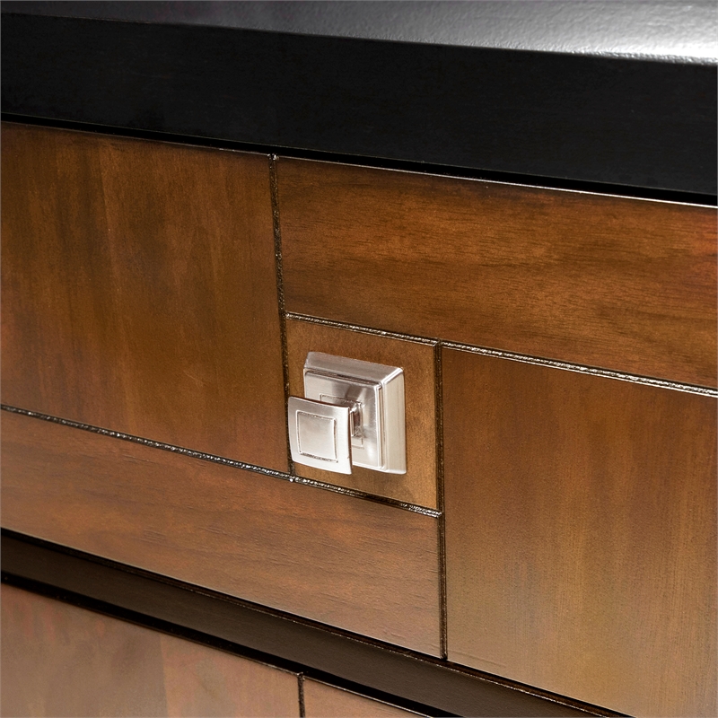 Bowery Hill 5 Drawers Transitional Wood Chest in Acacia/Walnut