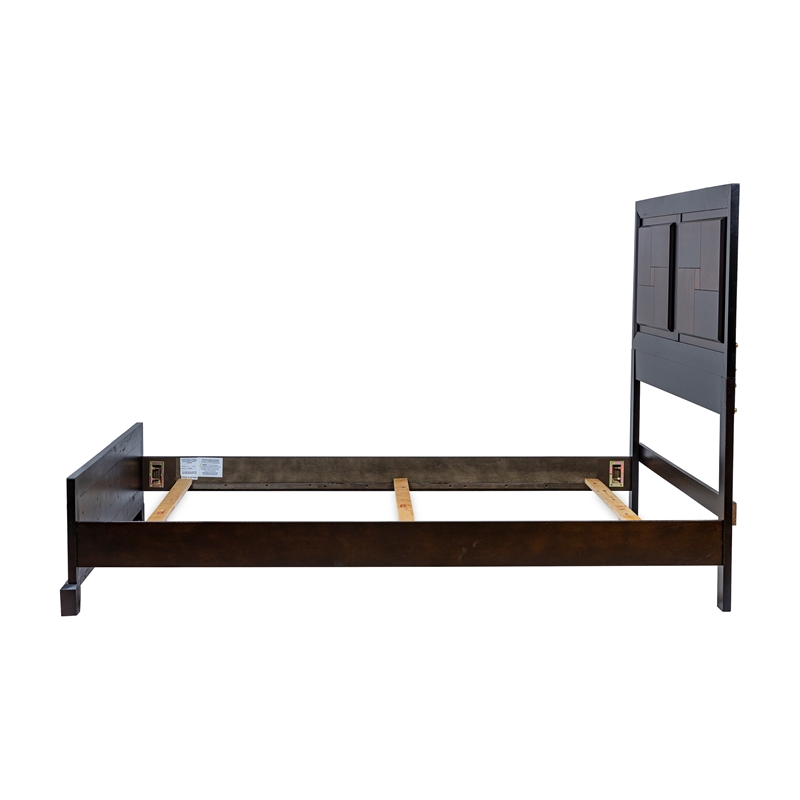 Bowery Hill Transitional Wood Queen Panel Bed in Acacia/Walnut