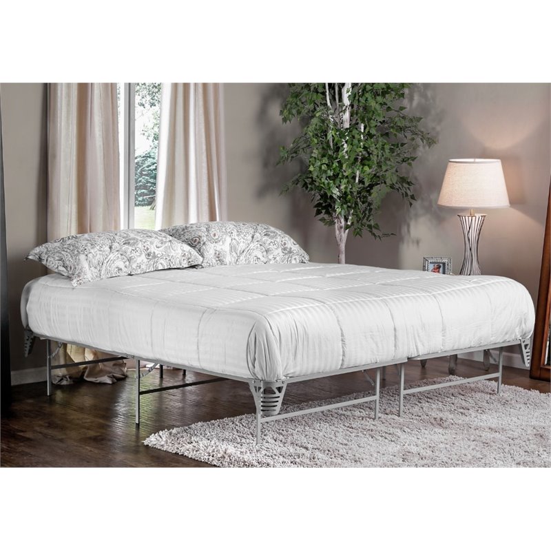 Bowery Hill Transitional Metal King Bed Frame in Silver