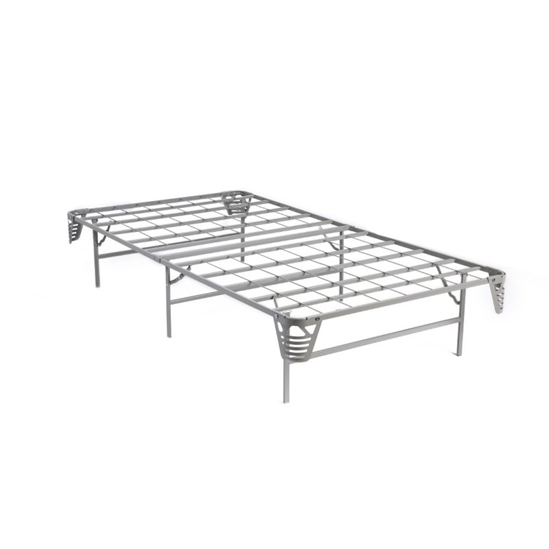 Bowery Hill Transitional Metal Twin Bed Frame in Silver
